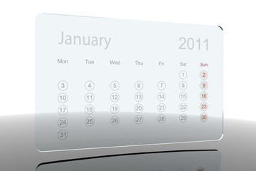 3D Glass Calendar - January 2011