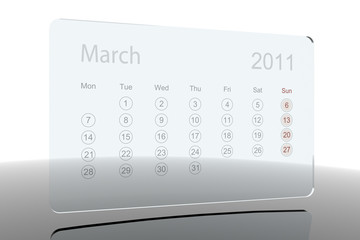 3D Glass Calendar - March 2011