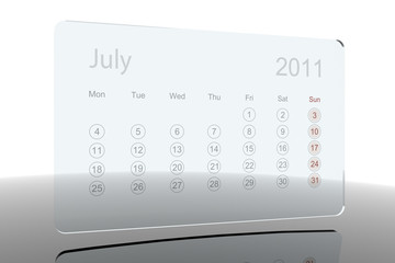 3D Glass Calendar - July 2011