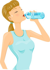 Girl Drinking Water After Workout
