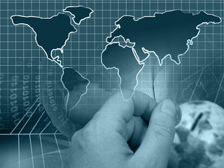 Business collage in blues