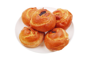 The fresh buns on white