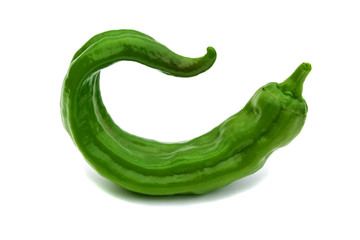 Sharp green pepper isolated on a white background