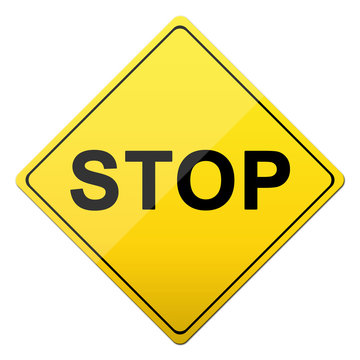 stop schild gelb