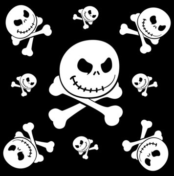 Skulls pattern in the black background