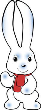 White rabbit with red scarf