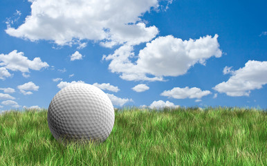 Golf ball under cloudy sky
