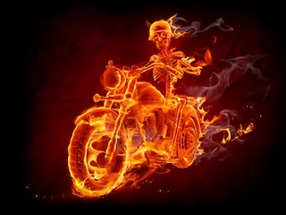 Gordijnen Brand motorrijder © -Misha
