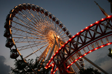 Naklejka premium Chicago Ferris Wheel przy Navy Pier