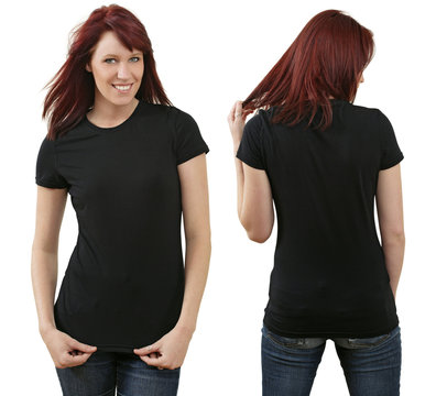 Redhead female with blank black shirt