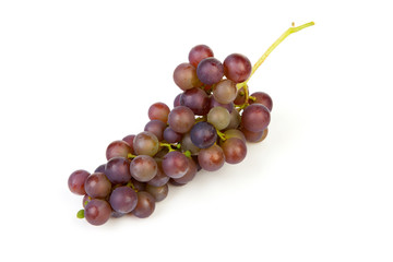 cluster of blue grapes over white background