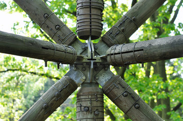 Heavy connection between Wood and iron in forest