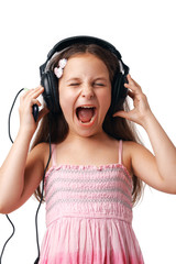 Girl with Headphones Screaming.