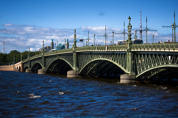 Fototapeta na wymiar Troitsky Bridge in Saint Petersburg, Russia.