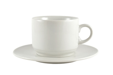 cup on saucer isolated on white background