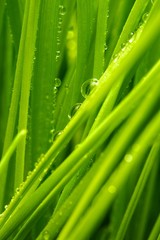 Fototapeta na wymiar Fresh green grass with water drops on it