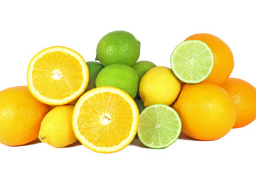 Fototapeta na wymiar Orange, limes and lemon