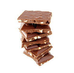 chocolate with nuts isolated
