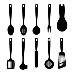 Kitchen utensil silhouettes collection
