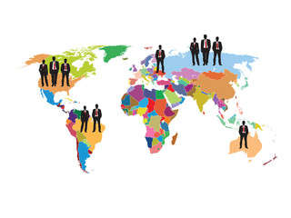 business illustration of the world and background blue