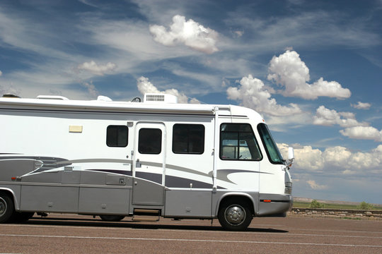 Recreational vehicle on the road