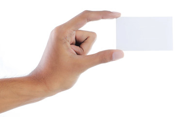 Fototapeta premium hand holding a white card