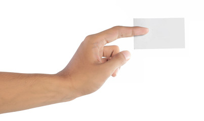 man hand holding card