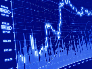 3d blue background with stock diagram