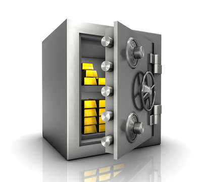 Tresor mit Goldbarren