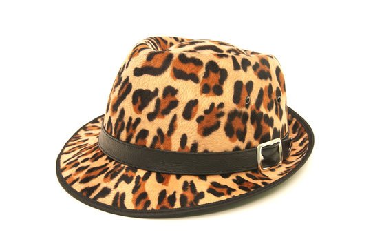 Leopard pattern hat isolated on white background