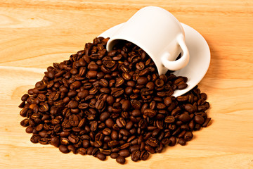 Coffee beans and Cup