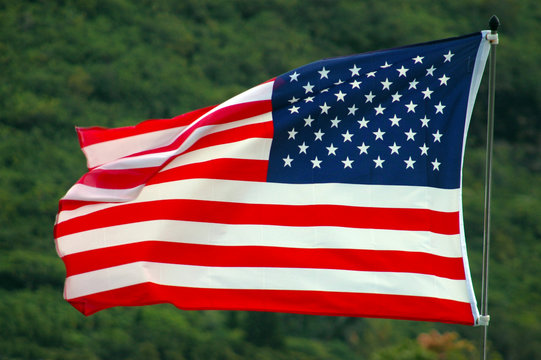 Patriotic Image of an American Flag Flapping in the Wind