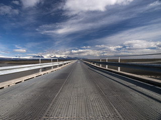 bridge with a spectacular glacier panorama