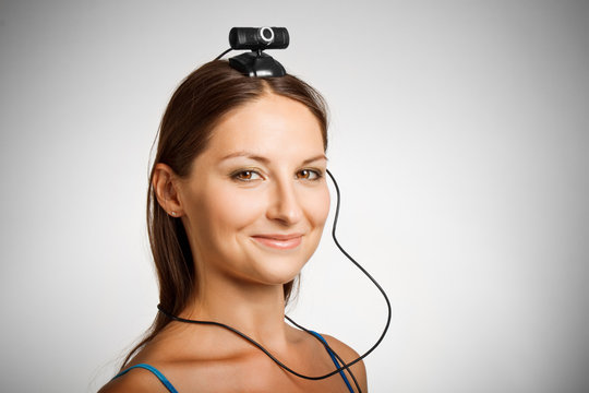 Funny girl with webcamera