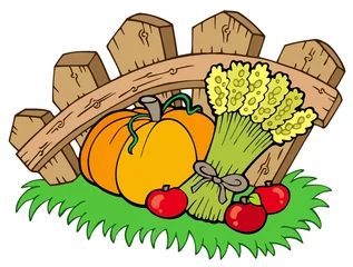 Crédence de cuisine en verre imprimé Pour enfants Thanksgiving motive with harvest