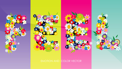 feel flower text vector