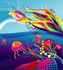 under the sea abstract vector