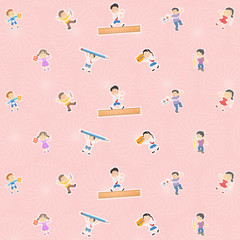 pattern background of kids with stationery items