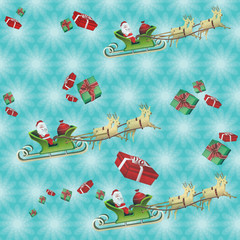 pattern background of santa claus and gift boxes