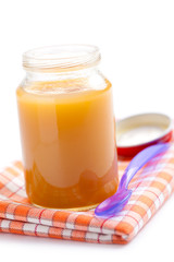 glass jar of baby food