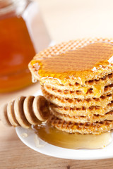 Fototapeta na wymiar waffle with honey