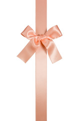 cream-rose vertical ribbon with bow isolated - 25633308