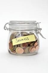 Münzen in Einweckglas, Savings