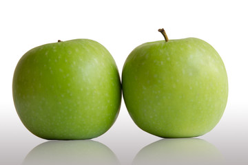 two Green Apple on White Background