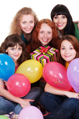 Fototapeta na wymiar happy women with balloons