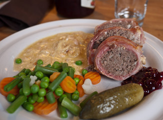 Meatloaf with some cucumber up front