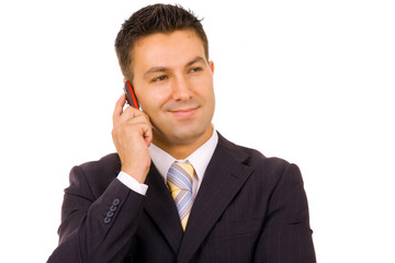 young business man on the phone, isolated on white