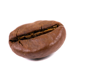 macro shot of a coffee bean, isolated on white