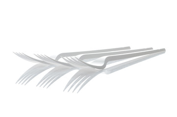 Three plastic forks