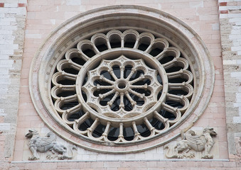 Rose window. St. Feliciano Cathedral. Foligno. Umbria.